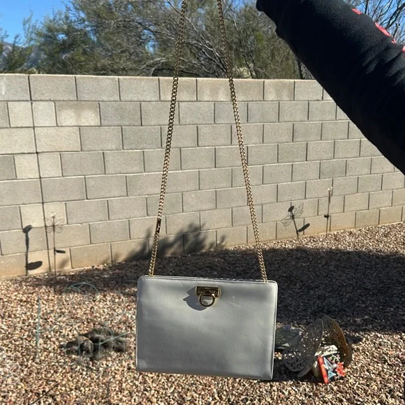 Salvatore Ferragamo Ivory Clutch with Gold Accent - Picture 3 of 4